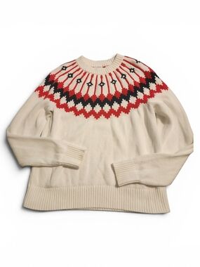 J. Crew Nordic Yoke Sweater with Red  Accents